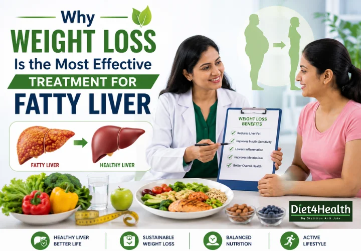 Doctor/Dietitian Showing imporatance of Weight loss Treatment in Fatty Liver Problem